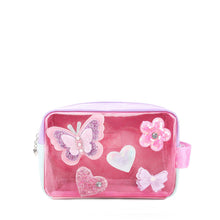 Load image into Gallery viewer, Butterfly, Heart, and Daisy Patched Clear Pouch