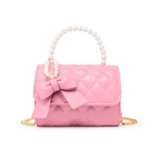 Load image into Gallery viewer, Quilted Pearl Handle Bow Ribbon Handbag