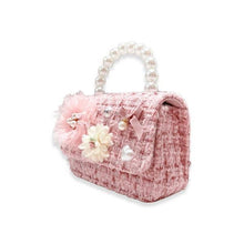 Load image into Gallery viewer, Floral Appliques Tweed Purse Pink
