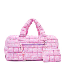 Load image into Gallery viewer, Quilted Scrunchies Floral Bow Printed Duffle Bag