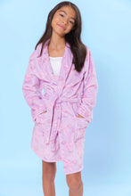 Load image into Gallery viewer, Orchid Floral Bow Print Fleece Printed Bath Robe