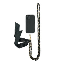 Load image into Gallery viewer, Miami Chains Black Satin Sash Crossbody Phone Chain