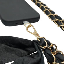 Load image into Gallery viewer, Miami Chains Black Satin Sash Crossbody Phone Chain