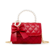 Load image into Gallery viewer, Quilted Pearl Handle Bow Ribbon Handbag