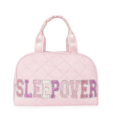 Load image into Gallery viewer, 'SLEEPOVER' Quilted Bow Print Medium Duffle Bag