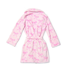 Load image into Gallery viewer, Fleece Striped Bow Printed Cozy Bathrobe: Lollipop Pink Leopard Print