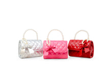 Load image into Gallery viewer, Quilted Pearl Handle Bow Ribbon Handbag