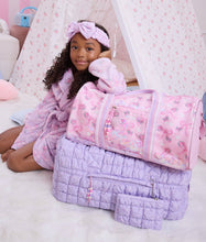 Load image into Gallery viewer, Quilted Scrunchies Bow Printed Large Duffle Bag with Coin Purse
