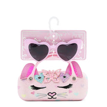 Load image into Gallery viewer, Bella Butterfly Hearts Crown Glitter Case and Sunglasses

