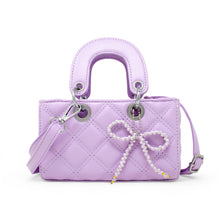 Load image into Gallery viewer, Quilted Rectangle Bow Charm Handbag
