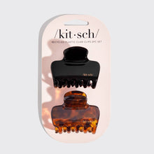 Load image into Gallery viewer, Recycled Plastic Medium Puffy Claw Clips 2pc Set- Black/Tort
