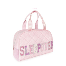 Load image into Gallery viewer, 'SLEEPOVER' Quilted Bow Print Medium Duffle Bag
