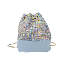 Load image into Gallery viewer, Girl&#39;s Tweed Drawstring Backpack Bag
