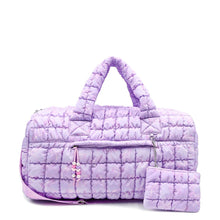Load image into Gallery viewer, Quilted Scrunchies Bow Printed Large Duffle Bag with Coin Purse
