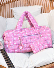 Load image into Gallery viewer, Quilted Scrunchies Floral Bow Printed Duffle Bag
