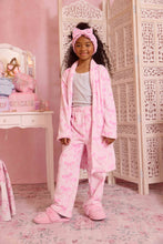 Load image into Gallery viewer, Fleece Striped Bow Printed Cozy Bathrobe: Lollipop Pink Leopard Print

