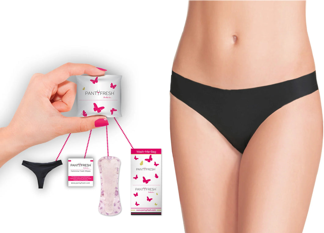 On the Go Emergency Black Bikini Underwear kits by Panty Fresh