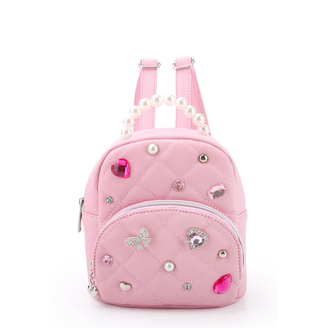 Quilted Rhinestone Micro Mini Backpack