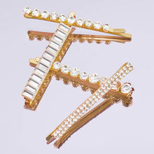 Load image into Gallery viewer, Metal Rhinestone Assorted Bobby Pins 4pc Set - Gold
