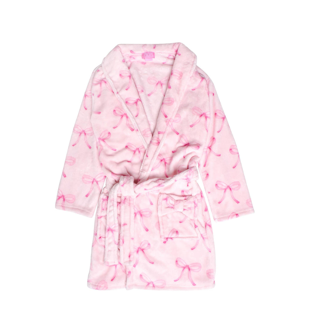 Pink Bow Fleece Printed Bath Robe