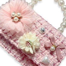 Load image into Gallery viewer, Floral Appliques Tweed Purse Pink
