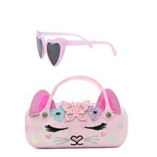 Load image into Gallery viewer, Bella Butterfly Hearts Crown Glitter Case and Sunglasses
