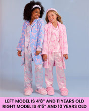 Load image into Gallery viewer, Fleece Striped Bow Printed Cozy Bathrobe: Lollipop Pink Striped Bow Print

