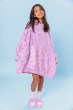 Load image into Gallery viewer, Fleece Printed Pullover Oversized Blanket Hoodie: Orchid Floral Bow Print

