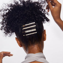 Load image into Gallery viewer, Metal Rhinestone Assorted Bobby Pins 4pc Set - Gold
