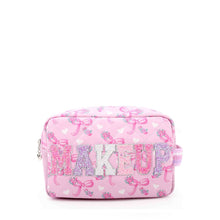 Load image into Gallery viewer, &#39;Makeup&#39; Floral Bow Printed Quilted Pouch
