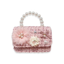 Load image into Gallery viewer, Floral Appliques Tweed Purse Pink
