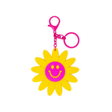 Load image into Gallery viewer, Hot Pink Happy Face Daisy Keychain / Handbag Charm
