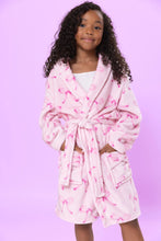 Load image into Gallery viewer, Pink Bow Fleece Printed Bath Robe
