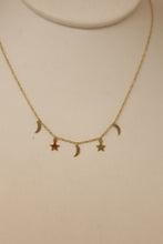 Load image into Gallery viewer, Moon and Stars 14K Yellow Gold Necklace
