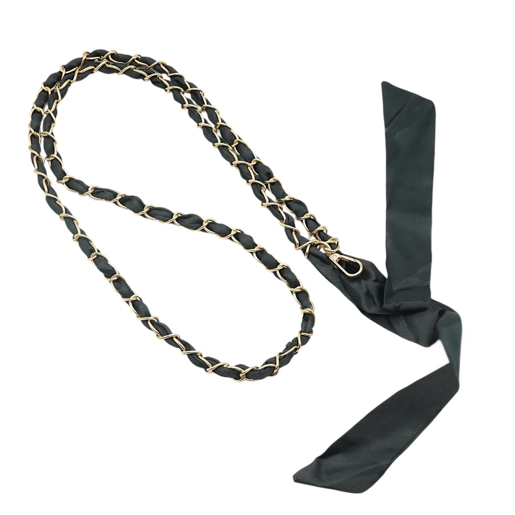 Miami Chains Black Satin Sash Crossbody Phone Chain