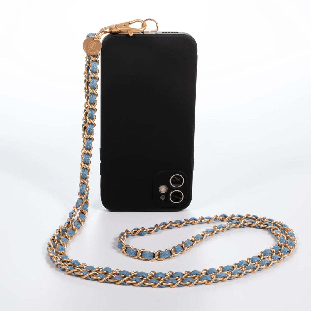 Miami Chains Denim Dream x Matte Gold Crossbody Phone Chain