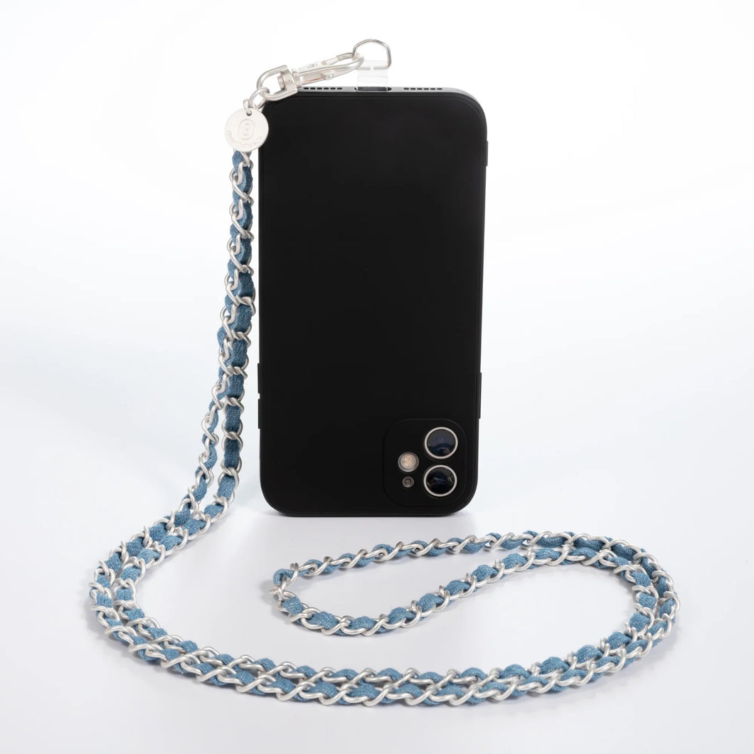 Miami Chains Denim Dream x Matte Silver Crossbody Phone Chain