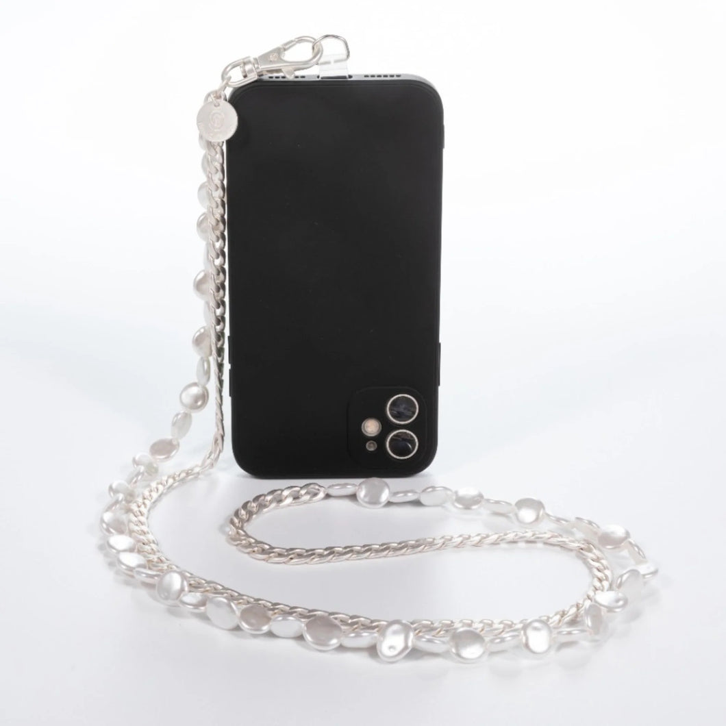 Miami Chains Something About Silver - Matte Silver & Pearl Crossbody Phone Chain