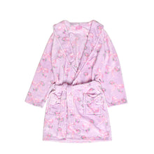 Load image into Gallery viewer, Orchid Floral Bow Print Fleece Printed Bath Robe
