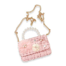 Load image into Gallery viewer, Floral Appliques Tweed Purse Pink
