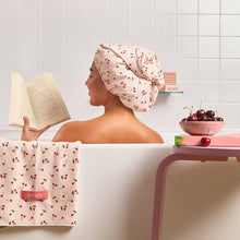 Load image into Gallery viewer, Satin-Lined Flexi Shower Cap - Cherry Print
