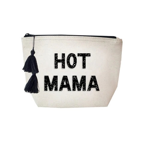 Hot Mama Canvas Cosmetic Bag Black Bead