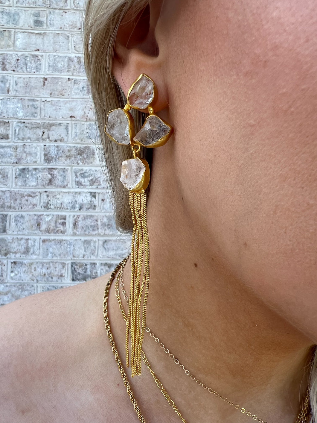 Crystal Earrings with Tassel