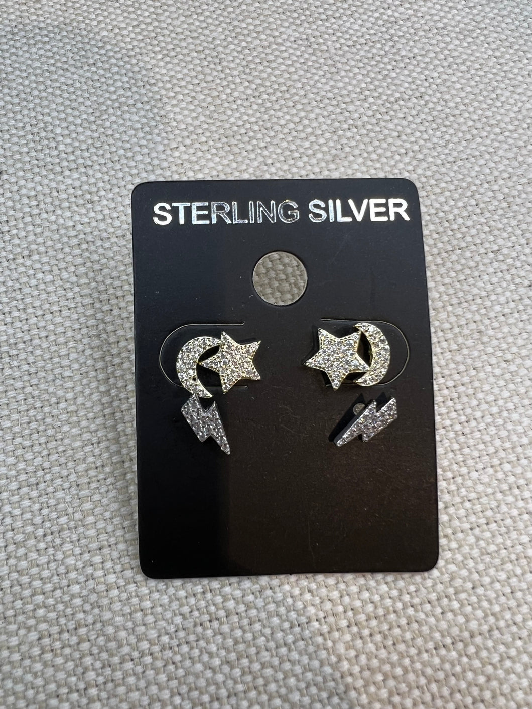 Stirling Silver Space Stud Earring Trio