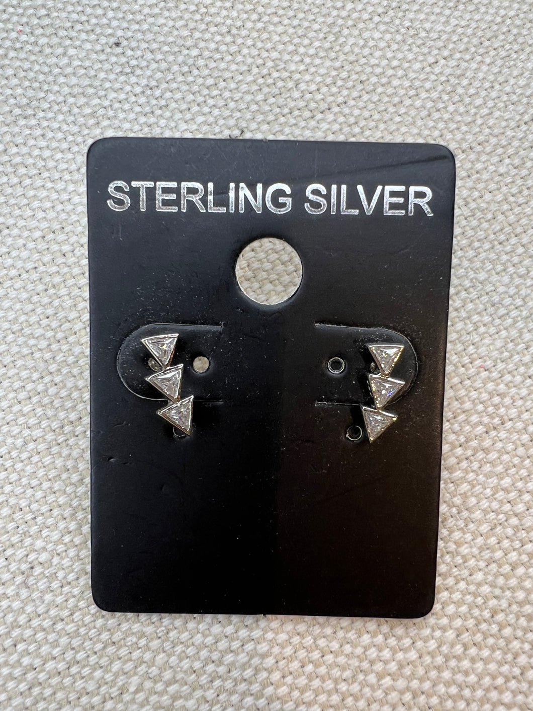 Sterling Silver Triple Triangle Stud Earrings