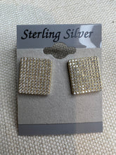 Load image into Gallery viewer, Sterling Silver Big Pave Square Studs
