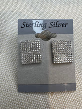 Load image into Gallery viewer, Sterling Silver Big Pave Square Studs
