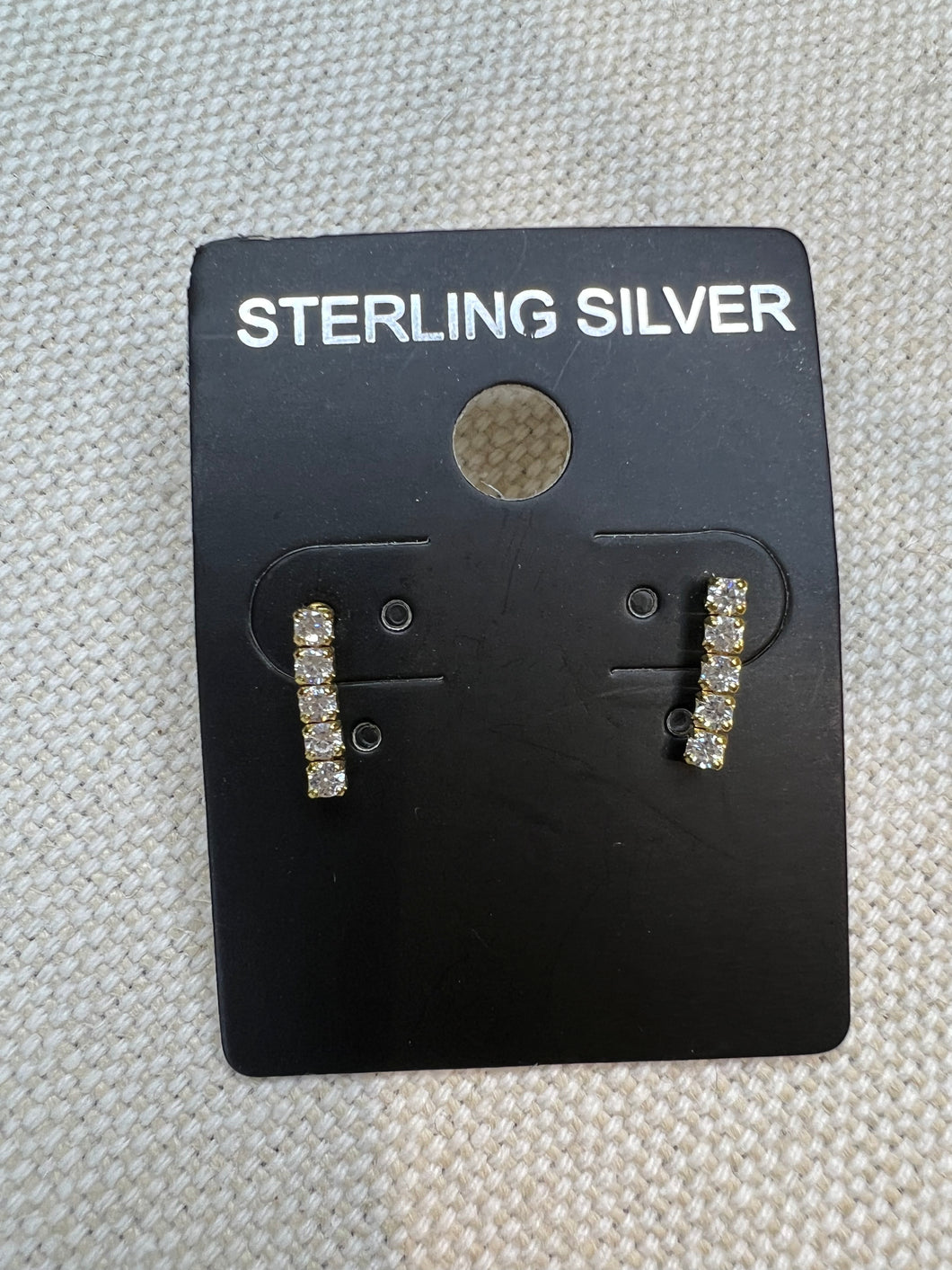 Sterling Silver Stone Bar Stud Earrings