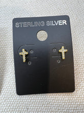 Load image into Gallery viewer, Sterling Silver Cross Stud Earrings
