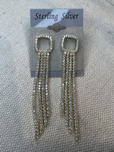 Load image into Gallery viewer, Sterling Silver Square Fringe Drop Earrings
